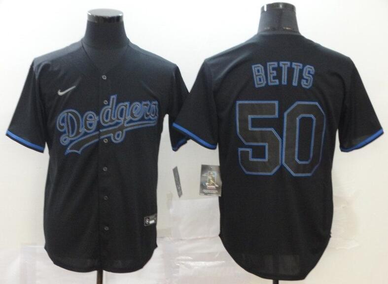Men's Los Angeles Dodgers #50 Mookie Betts 2020 Black Cool Base Stitched Baseball Jersey